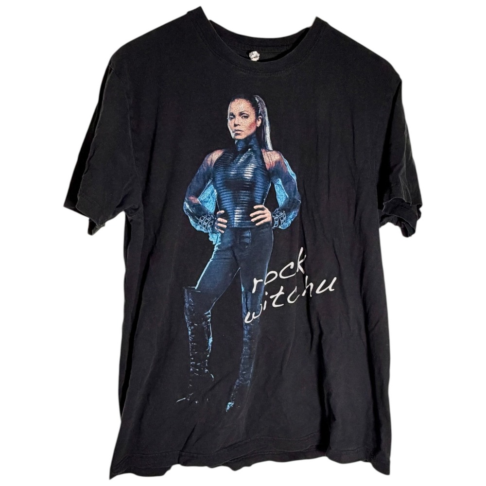 Vintage Y2K Men's 2008 Janet Jackson Rock Witchu Tour Tshirt Black XL